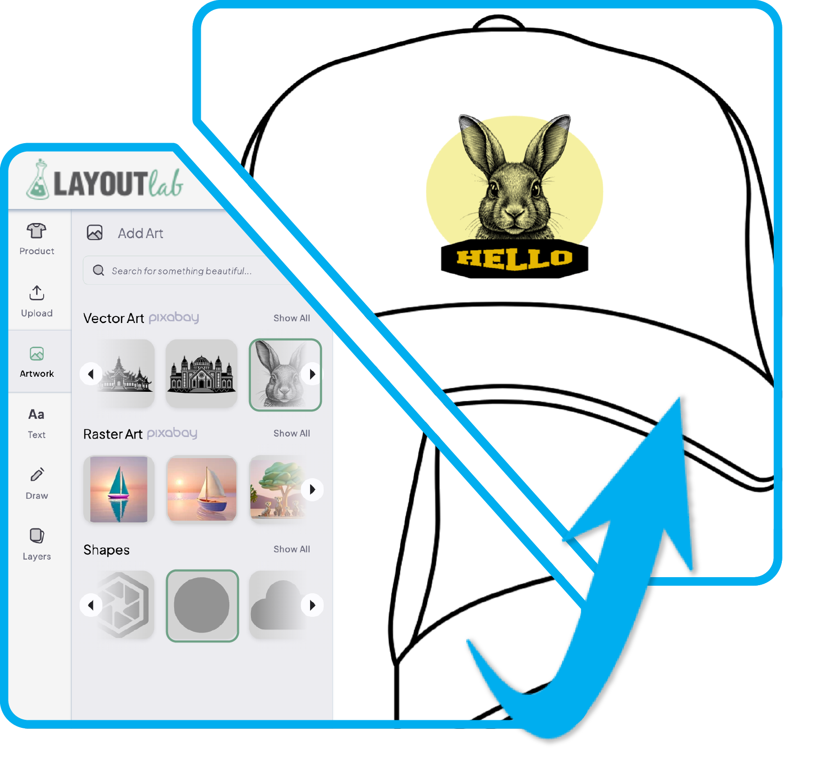 create your own t-shirt or logo design in Layout Lab the online design tool from Ignition Drawing